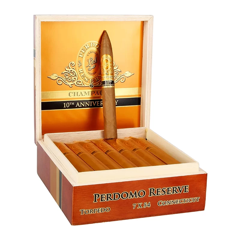 PERDOMO RESERVE 10 ANNIVERSARY TORPEDO CHAMPAGNE (7 X 54) BOX OF 25