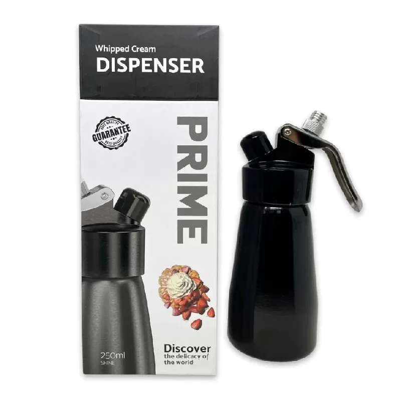 PRIME PREMIUM WHIP CREAM DISPENSER 250ML BLACK SHINE