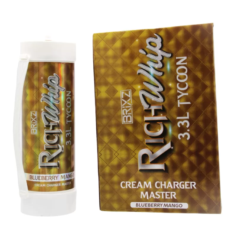 BRIXZ NYC RICH WHIP CREAM CHARGER 3.3L TANK BLUEBERRY MANGO -BOX OF 2 TANK