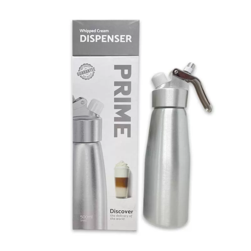 PRIME PREMIUM WHIP CREAM DISPENSER 500ML SILVER SHINE