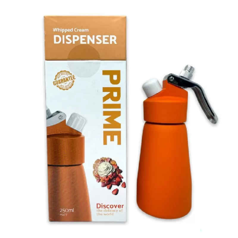 PRIME PREMIUM WHIP CREAM DISPENSER 250ML ORANGE MATT