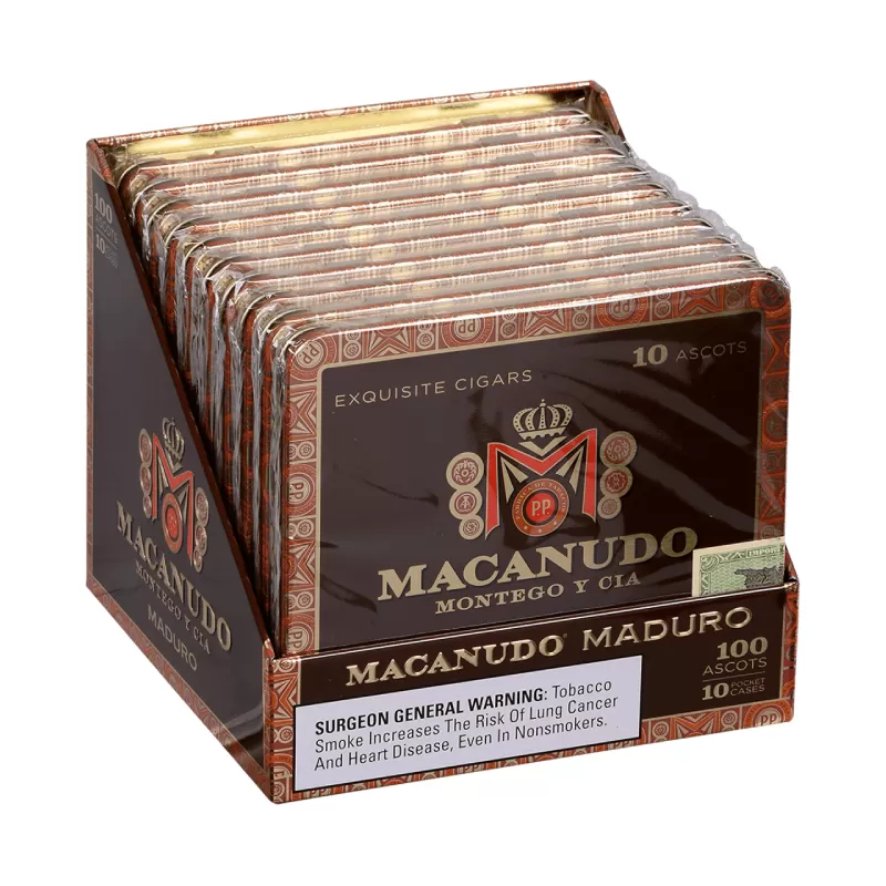 MACANUDO ASCOTS CAFE MADURO TINS UNIT OF 100 (10 TINS OF 10)