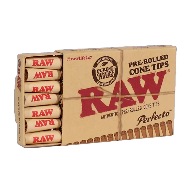 RAW PRE-ROLLED CONE TIPS PERFECTO 20 PER BOX