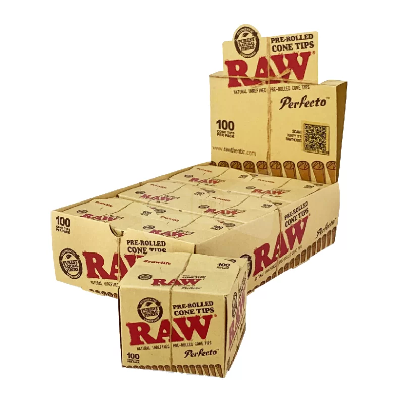 RAW PRE-ROLLED CONE TIPS PERFECTO 6 PER BOX