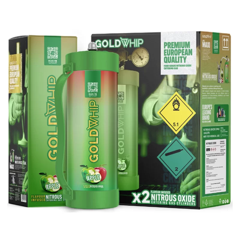 GOLDWHIP TANK MAXI NITROUS OXIDE N2O 3.3L (2000G) APPLE  -BOX OF 2