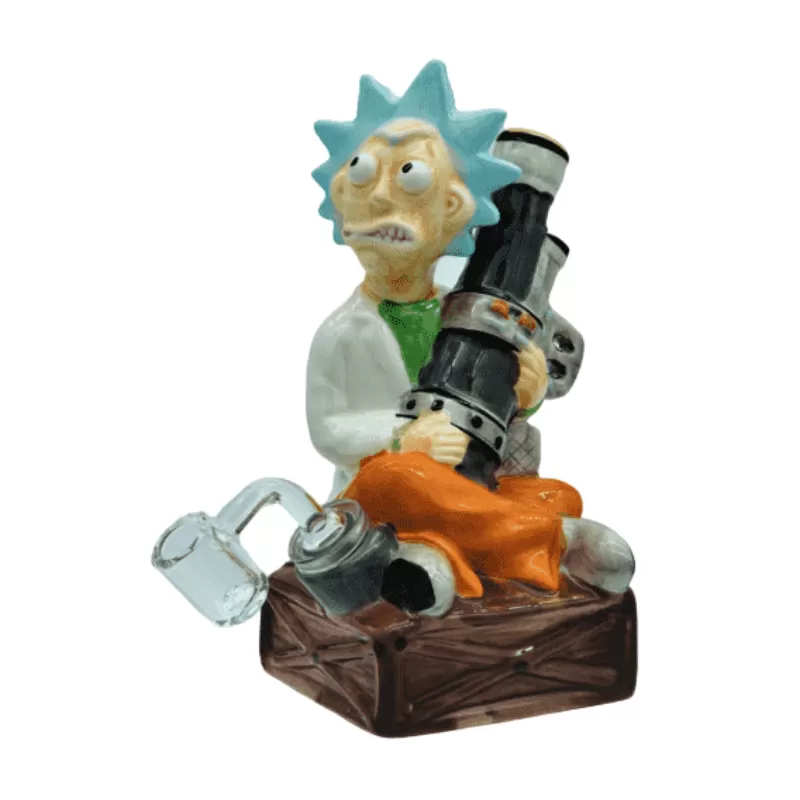 8” ceramic skull-shaped waterpipe with lime green tone – Gotham Distro