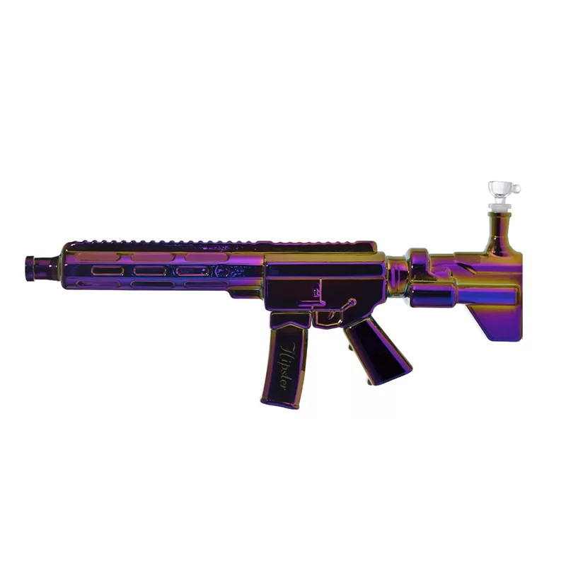 HIPSTER RIFLE PURPLE GLASS WATERPIPE (GS027PRP)