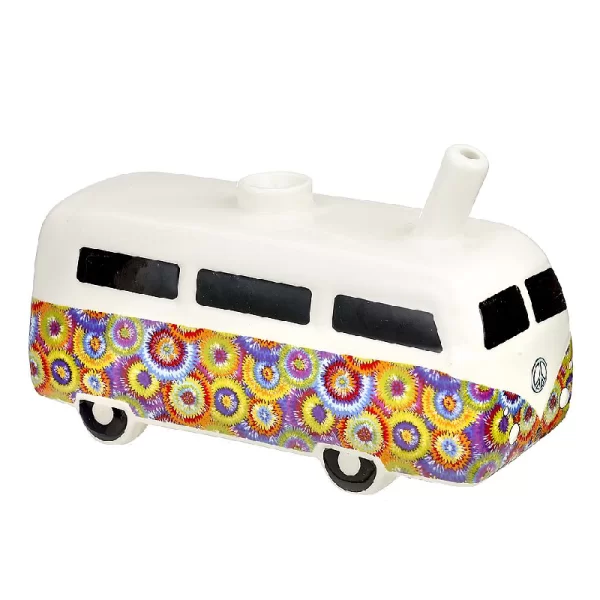 Ceramic vintage bus waterpipe with peace sign pattern – Gotham Distro