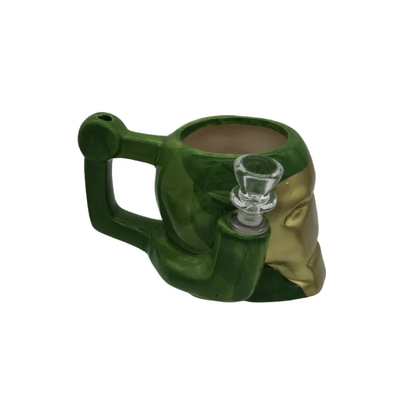 5” ceramic waterpipe with blue detailing – Gotham Distro