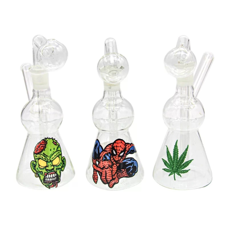 6" cone oil waterpipes with leaf print – Gotham Distro