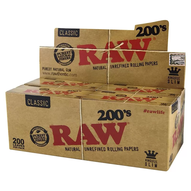 200’s Classic King Size Slim Rolling Papers by RAW – distributed by Gotham Distro