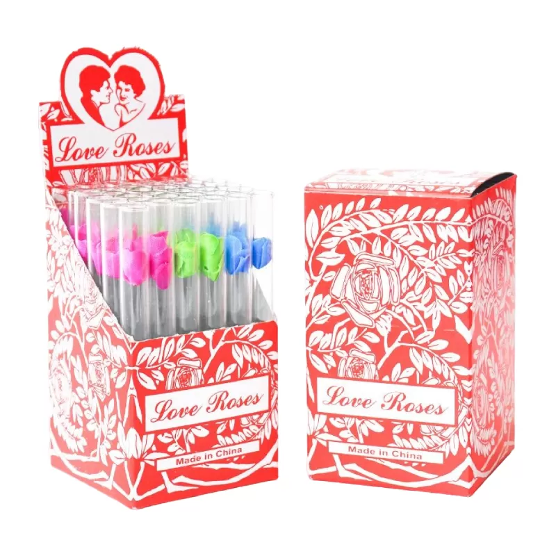LOVE ROSE GLASS TUBE RED 36CT