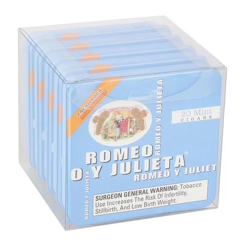 ROMEO Y JULIETA MINI SPAIN MILD BLUE TINS UNIT OF 100 (5 TINS OF 20)
