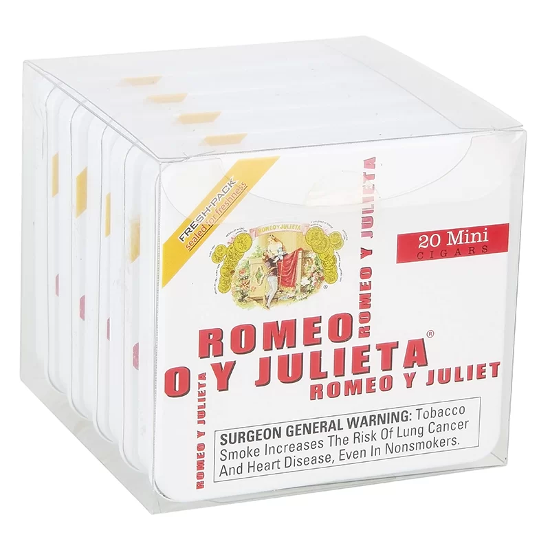ROMEO Y JULIETA MINI SPAIN ORIGINAL WHITE TINS UNIT OF 100 (5 TINS OF 20)