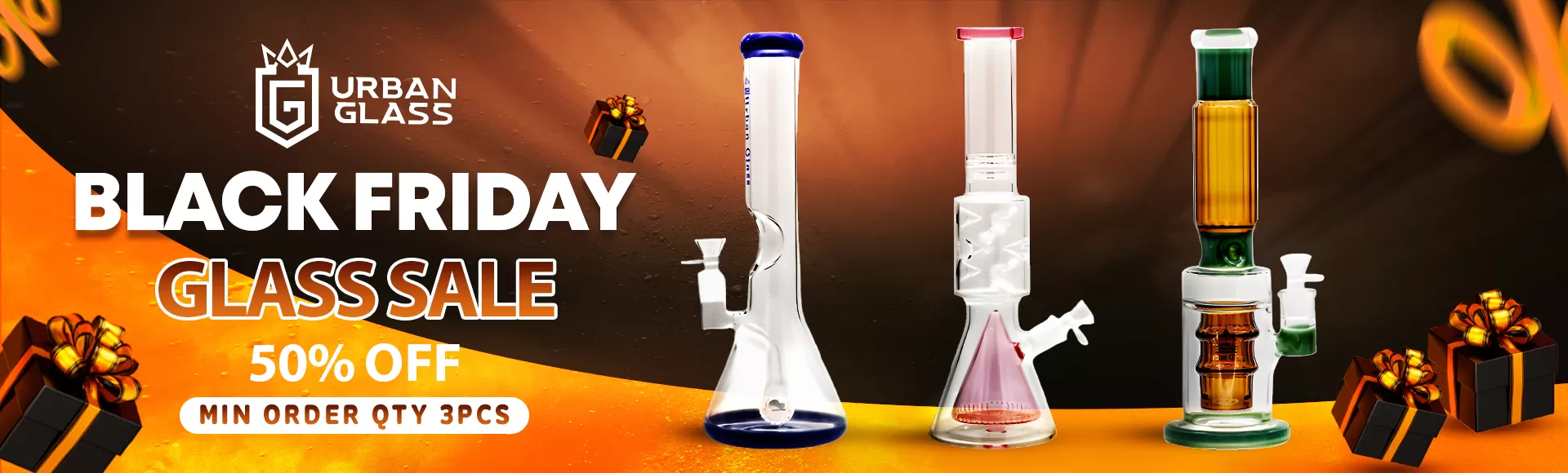 Glass sale Summer-themed Black Friday sale banner – distributed by Gotham Distro