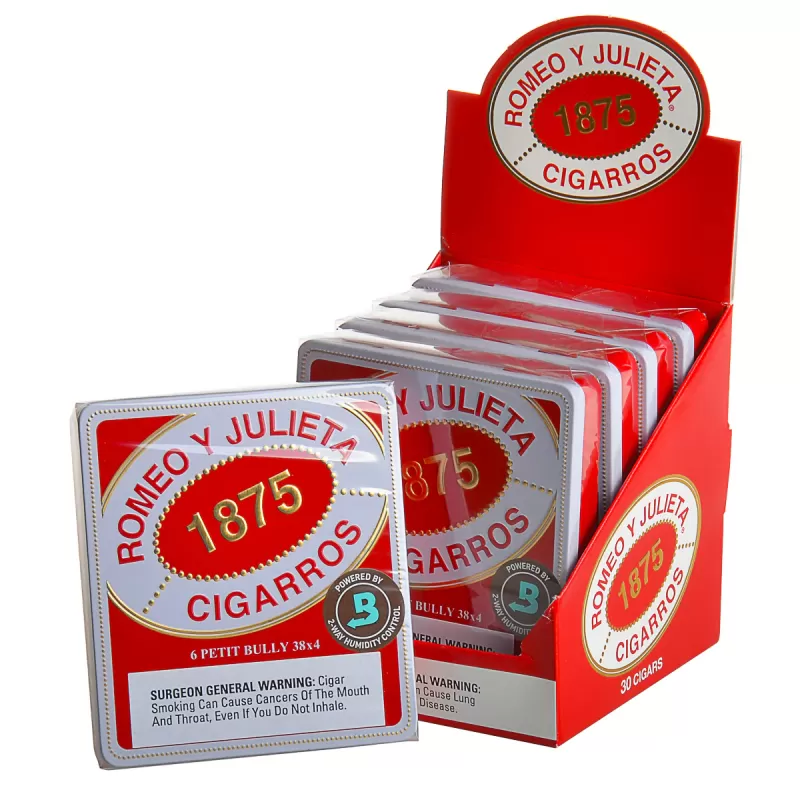 ROMEO Y JULIETA 1875 MINUTOS PETIT BULLY (5 TINS OF 6) BOX OF 30