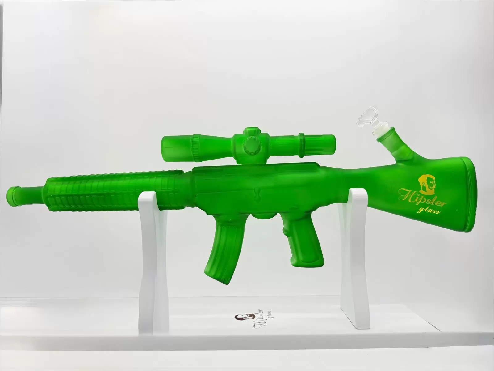 HIPSTER SHOTGUN STYLE GREEN GLASS WATERPIPE (GS022G)