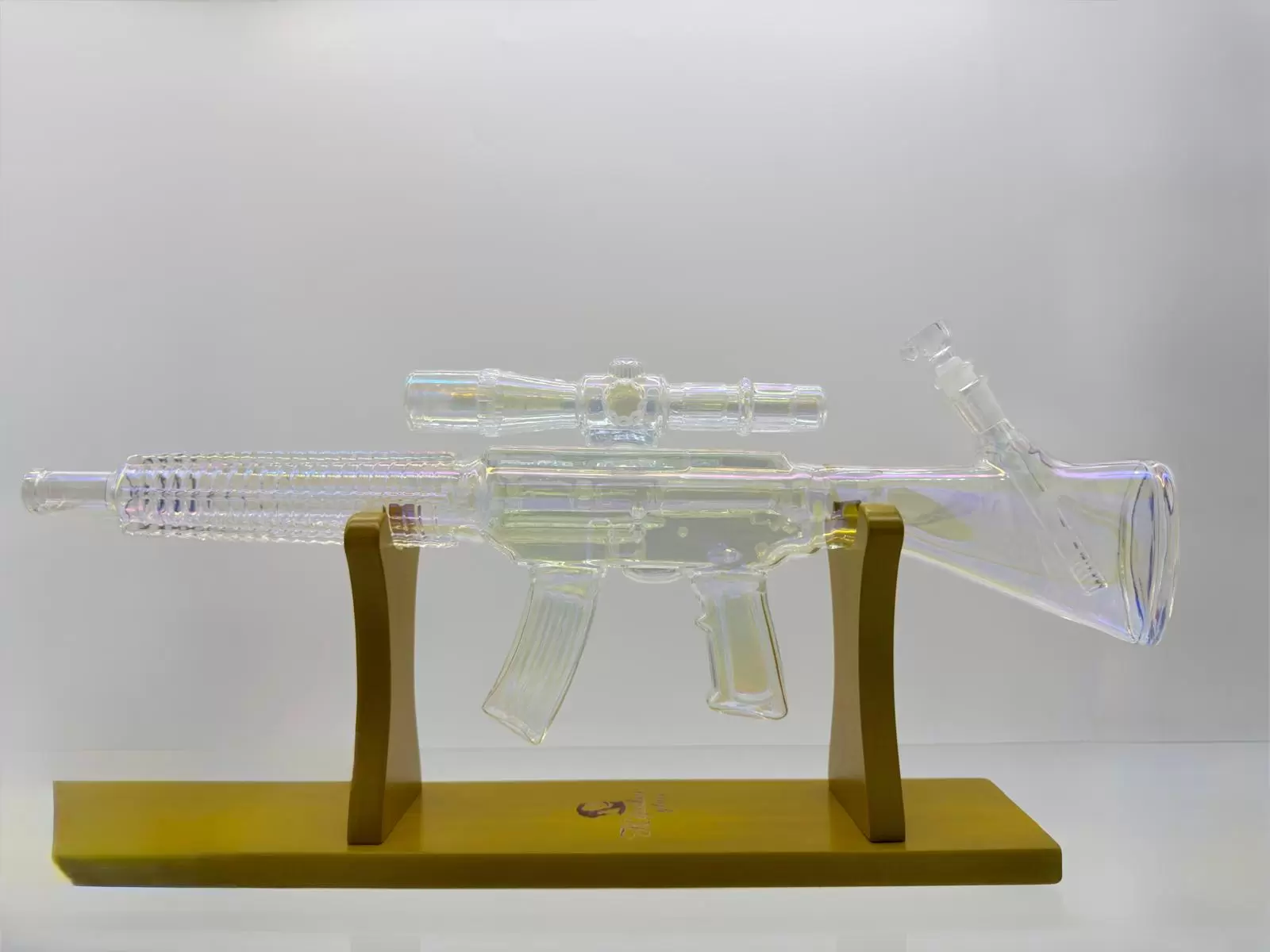 HIPSTER RIFLE STYLE RAINBOW GLASS WATERPIPE (GS023R)