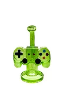 HIPSTER GAME CONTROLLER STYLE PRISM GLASS WATERPIPE GREEN  (GS042)