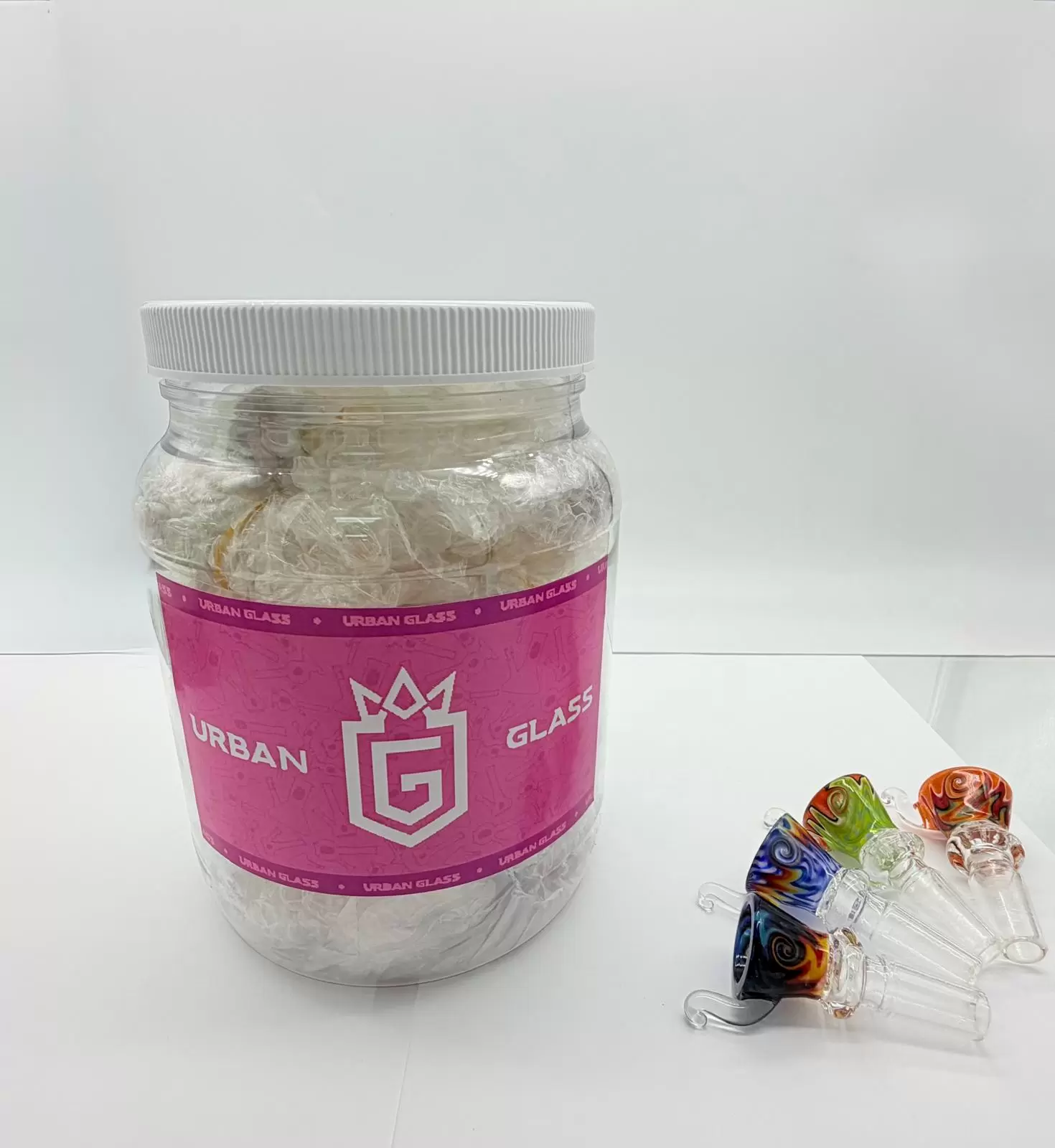 US COLOR GOG BOWL WITH CLEAR HANDLE - 25CT JAR