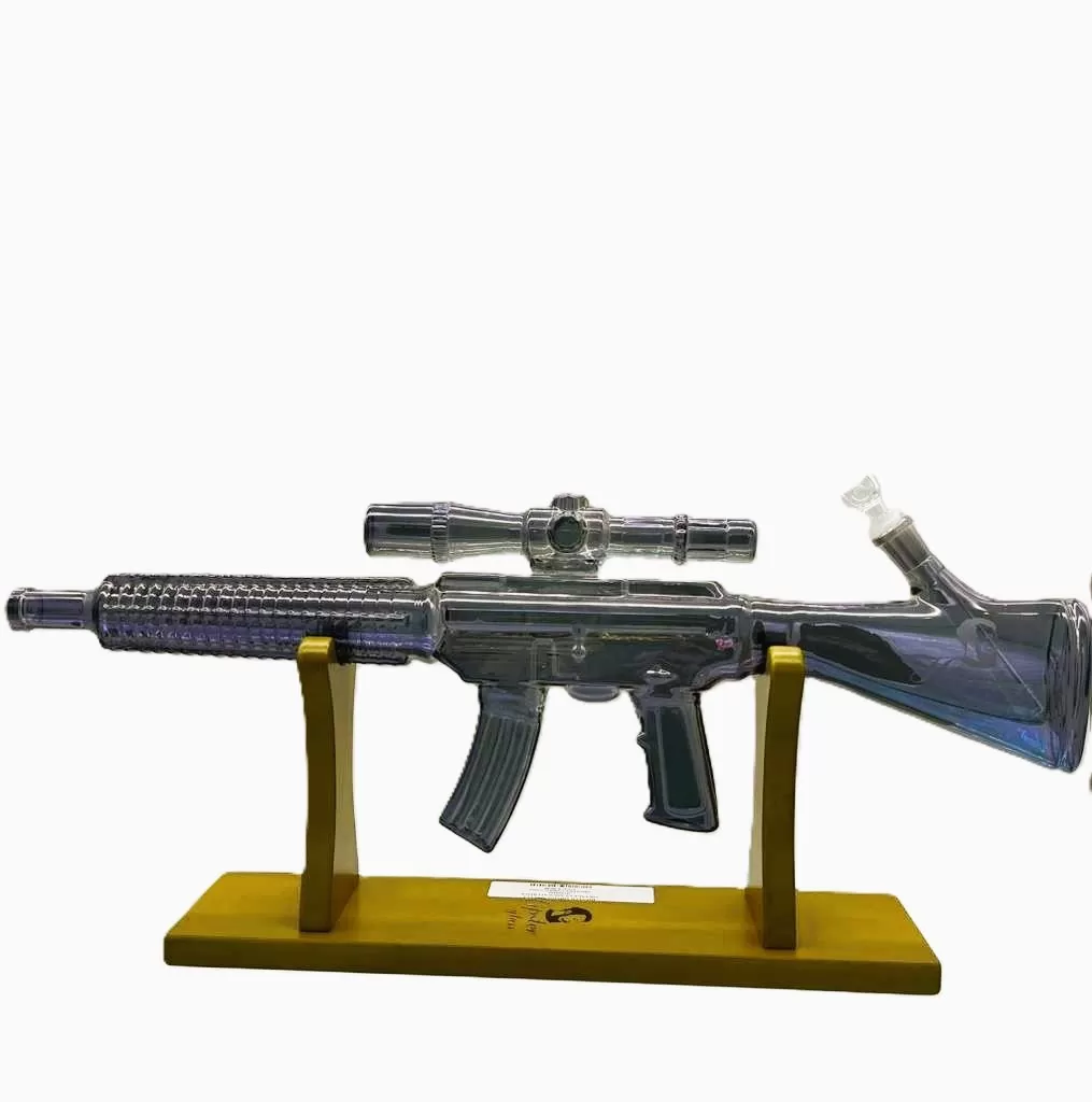 HIPSTER RIFLE STYLE PURPLE GLASS WATERPIPE (GS023PU)