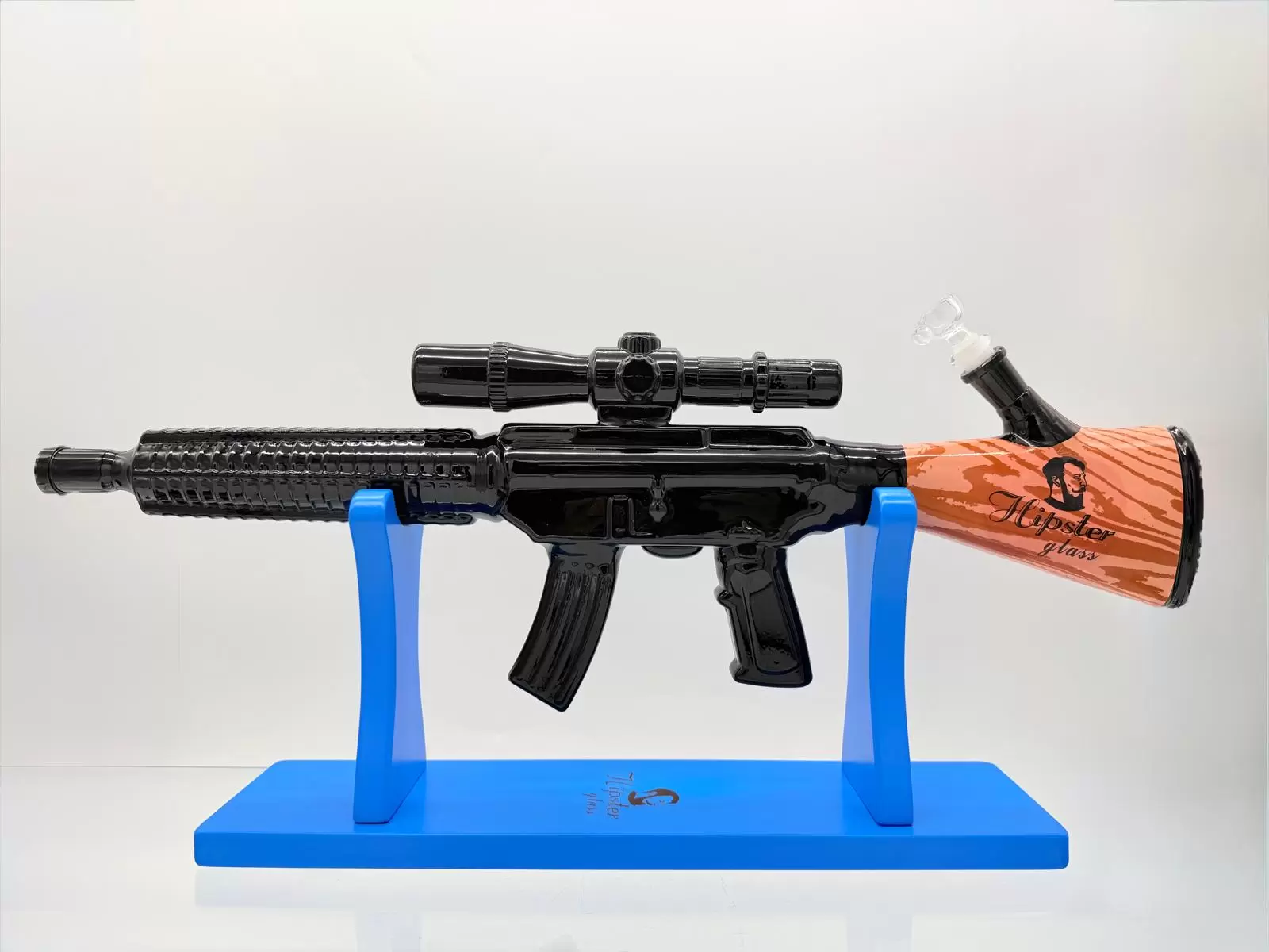 HIPSTER RIFLE BLACK GLASS WATERPIPE (GS021)