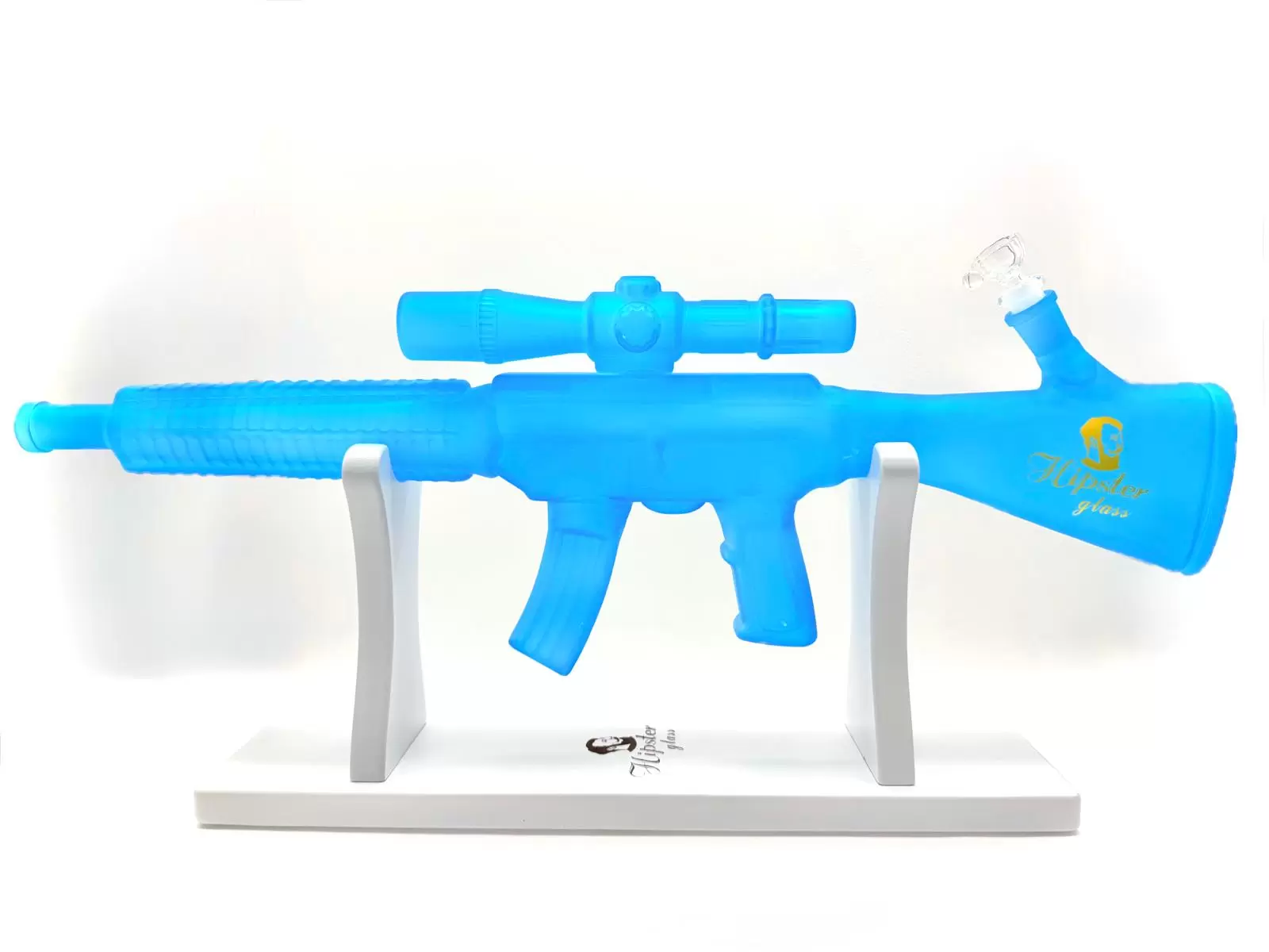 HIPSTER SHOTGUN STYLE BLUE GLASS WATERPIPE (GS022B)