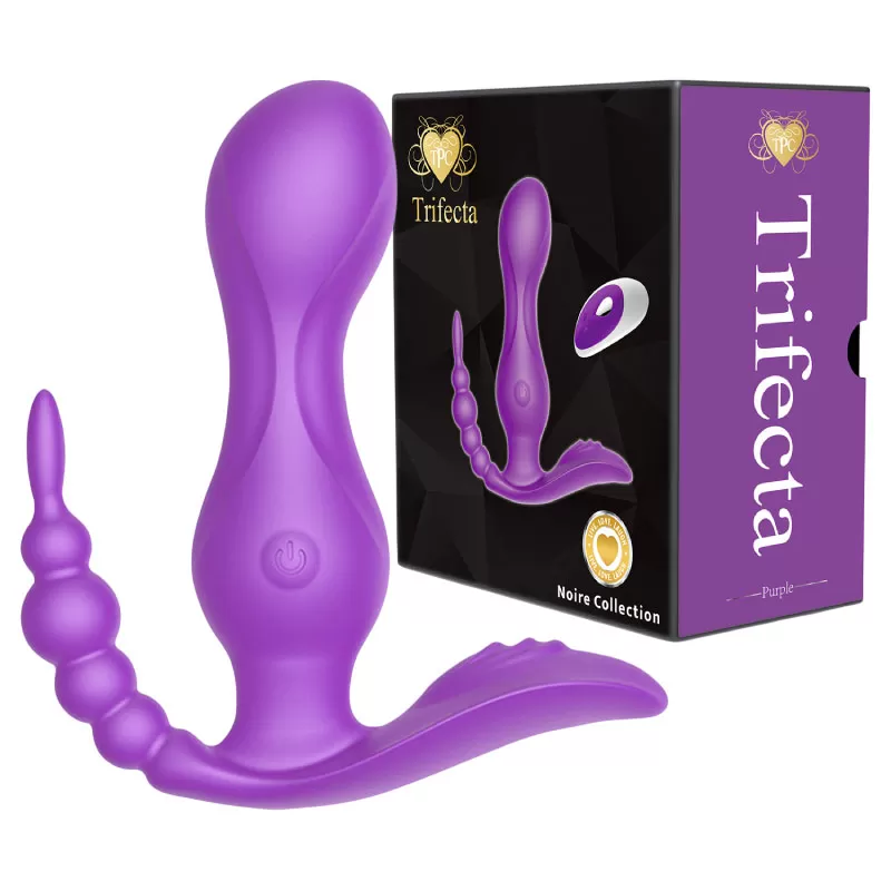 TRIFECTA 3 IN 1 VIBRATOR WITH REMOTE PURPLE