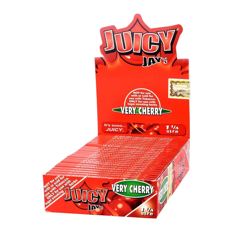 JUICY JAY 1.25 VERY CHERRY FLAVORED ROLLING PAPER 24 PER BOX (ALL) - 716165178842