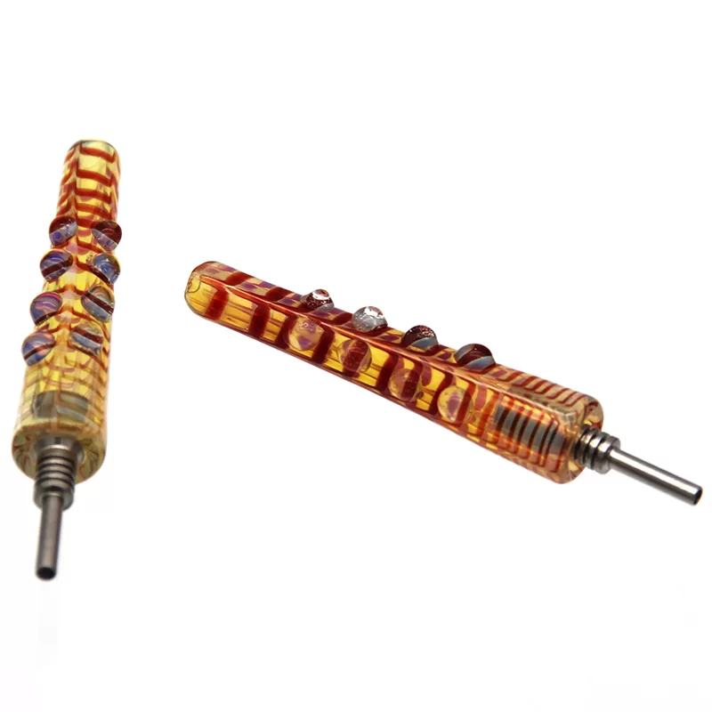 10MM TITANIUM TIP GLASS DONUT HONEY STRAW W/ 10MM STRAIGHT FEMALE JOINT LIKE THE PIC  (CH 306-10MM-S)