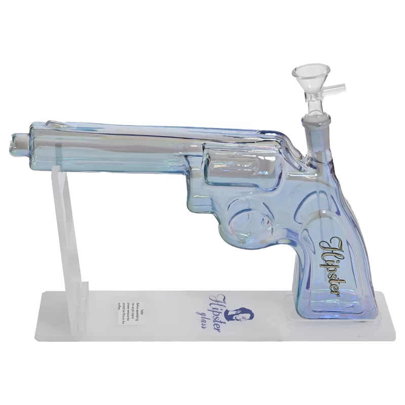 HIPSTER PISTOL CLEAR GREEN GLASS WATERPIPE (GS030CG)