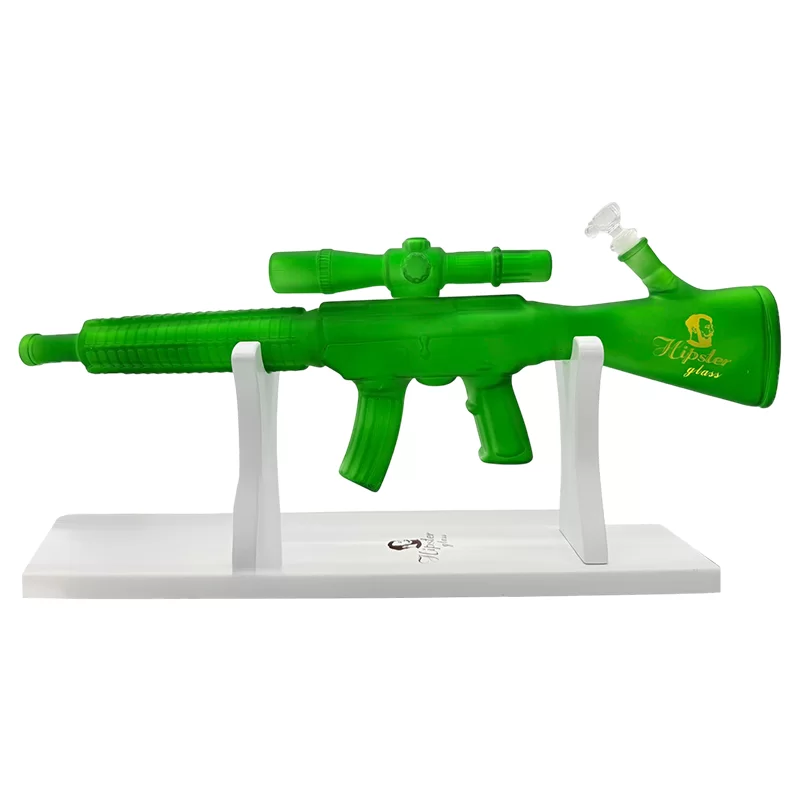 HIPSTER SHOTGUN STYLE GREEN GLASS WATERPIPE (GS022G)