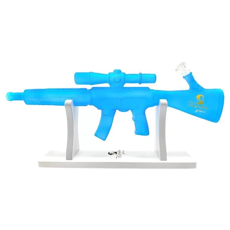 HIPSTER SHOTGUN STYLE BLUE GLASS WATERPIPE (GS022B)