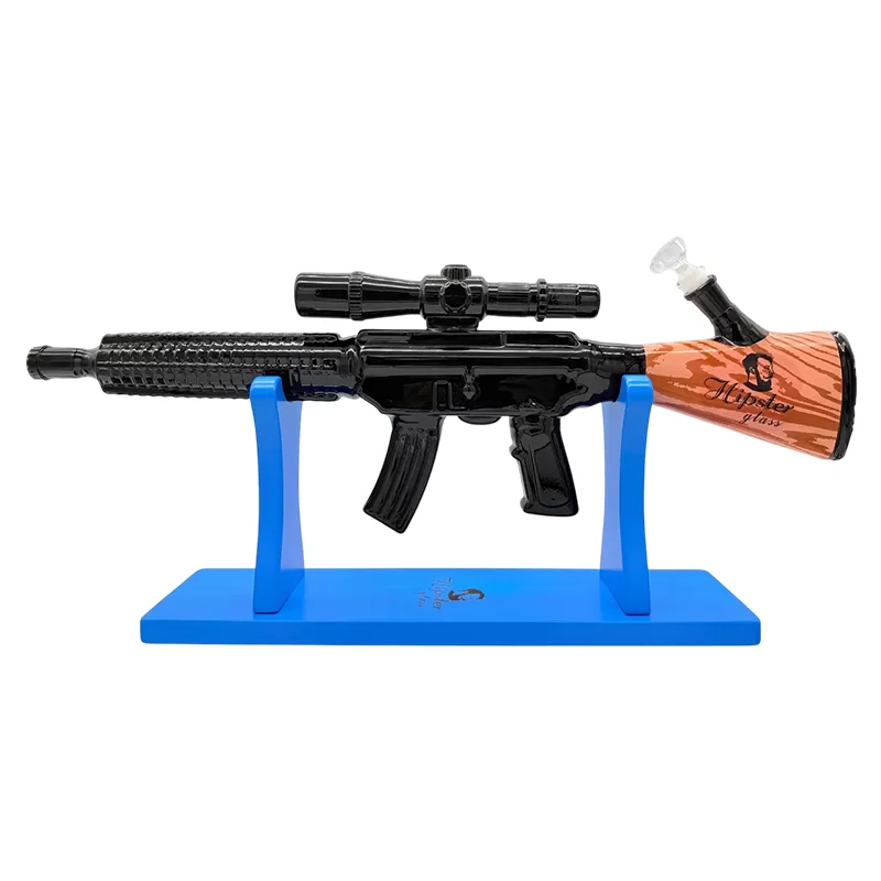 HIPSTER RIFLE BLACK GLASS WATERPIPE (GS021)