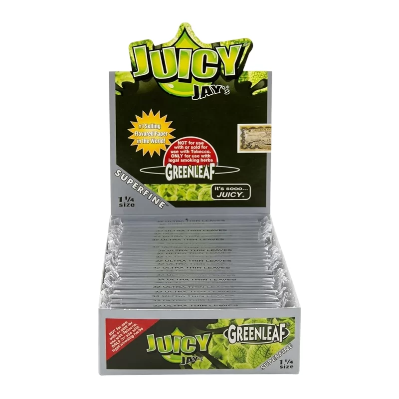 JUICY JAY 1.25 GREEN LEAF FLAVORED ROLLING PAPER 24 PER BOX - 716165201472