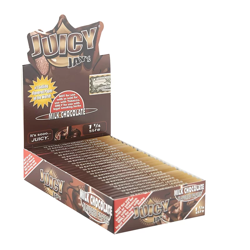JUICY JAY 1.25 MILK CHOCOKATE FLAVORED ROLLING PAPER 24 PER BOX - 716165178675