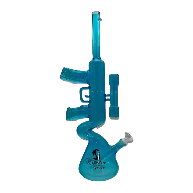 HIPSTER RIFLE STYLE PRISM RANGER  BLUE GLASS WATERPIPE (GS044BL)