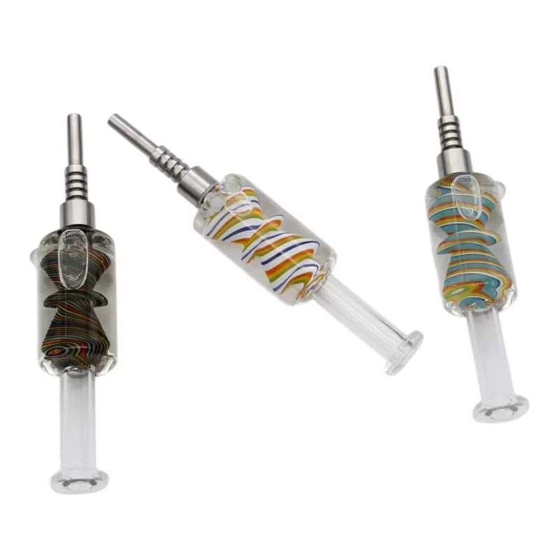 5.9'' GLASS HONEY STRAW W/ STAINLESS JOINT AND STAINLESS STEEL TIP