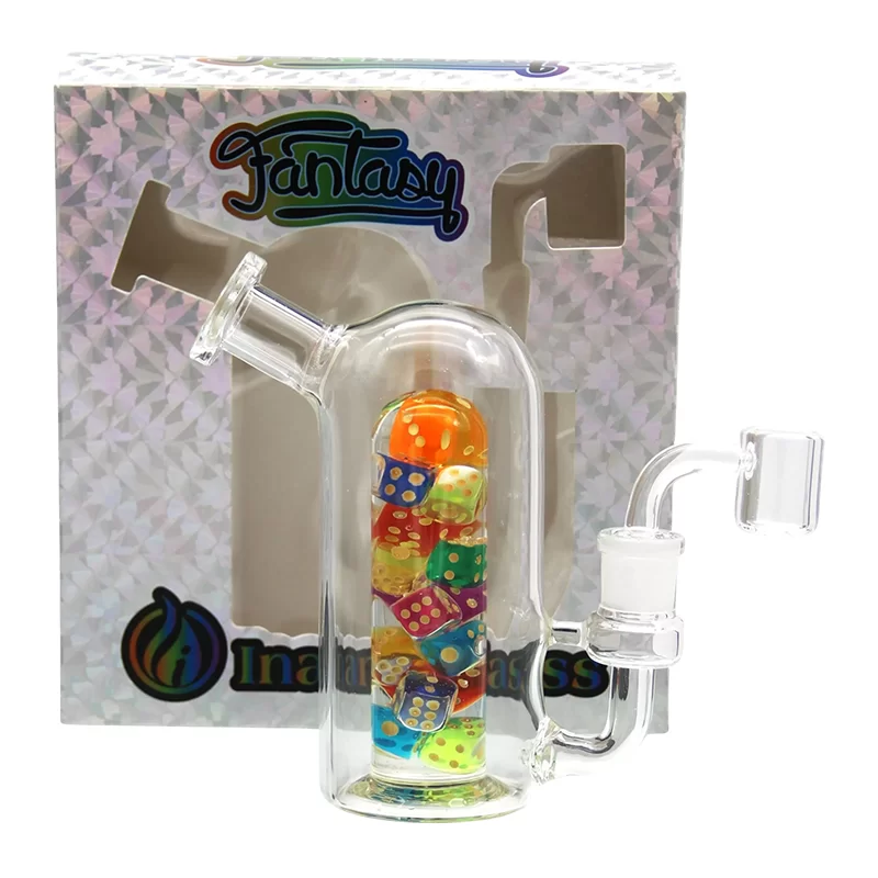 6'' GLASS WATERPIPE W/ MULTICOLORED DICE DESIGN
