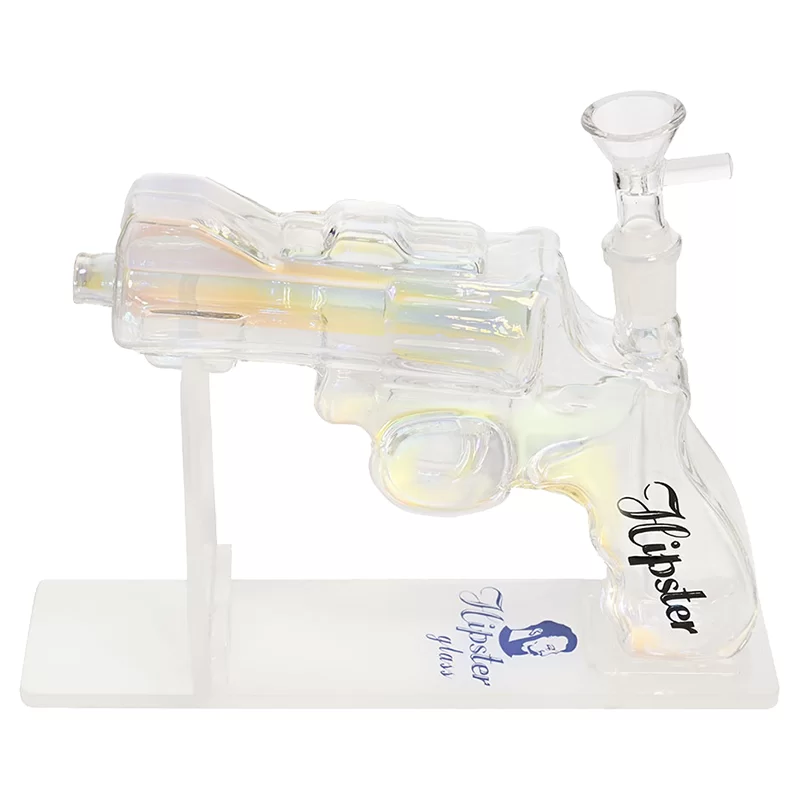 HIPSTER REVOLVER RAINBOW GLASS WATERPIPE (GS032RNB)