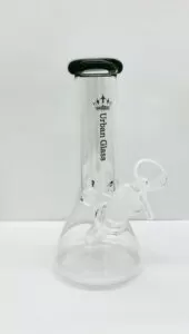 10” GLASS WATERPIPE W/ COLORED MOUTHPIECE ,W/ GLASS DOWN STEM AND GOG BOWL (ZQ 010)