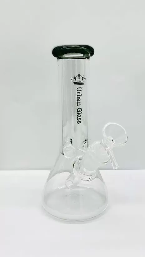 10'' GLASS WATERPIPE W/ COLORED MOUTHPIECE ,W/ GLASS DOWN STEM AND GOG BOWL (ZQ 010)