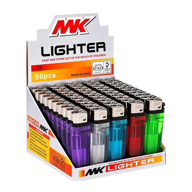 MK NEON LIGHTER ( TRANSPARENT ) -50CT DISPLAY