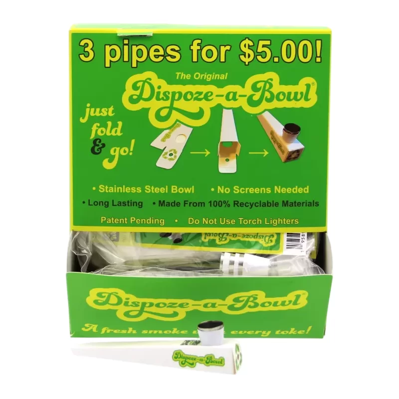 DISPOZE-A-BOWL DISPOSABLE HAND PIPES | PACK OF 3 - BOX OF 25