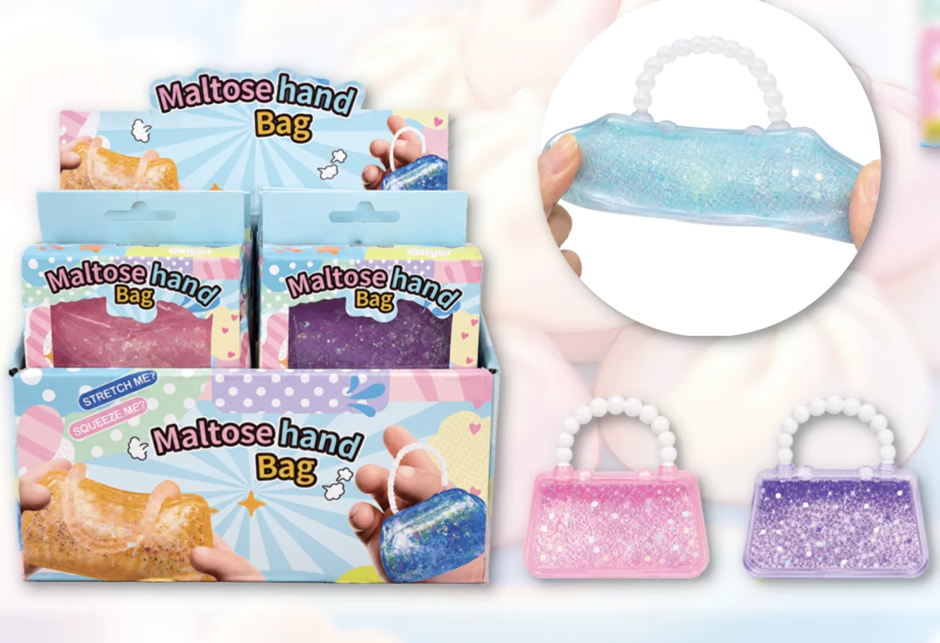 GLITTER MALTOSE BAG STYLE SQUISHY (TY 067) - 12PCS DISPLAY