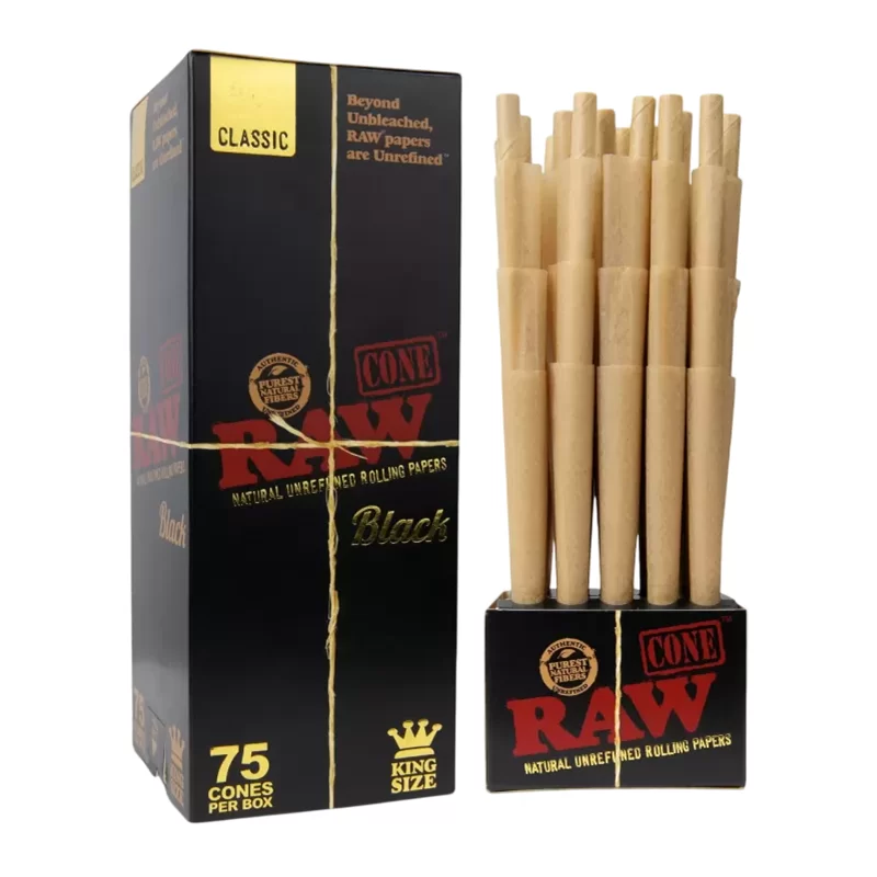 RAW CONE BLACK KING SIZE CLASSIC 75 CONES PER BOX