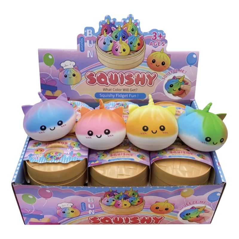 RAINBOW UNICORN BUN SQUISHY (TY 059) - 12PCS DISPLAY