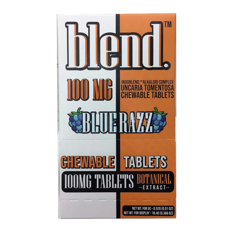 BLEND BOTANICAL EXTRACT CHEWABLE TABLETS (100MG PER TAB) 1CT TABLET PER PACK BLUE RAZZ - BOX OF 20