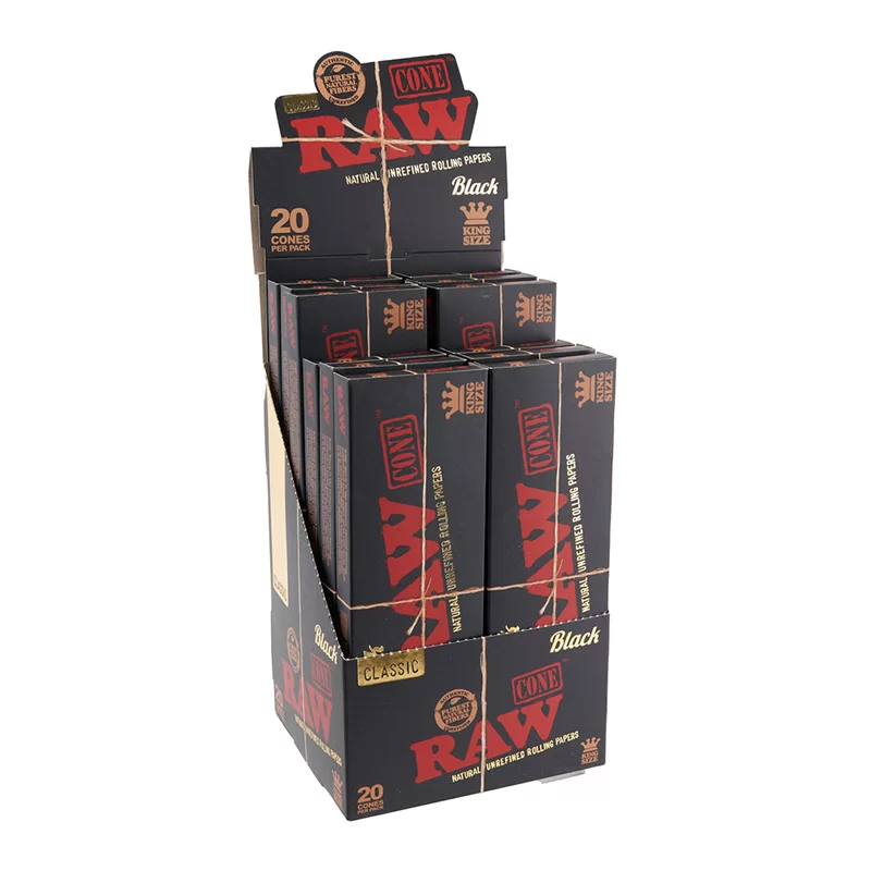 RAW CONE CLASSIC KING SIZE BLACK 20CT PACK 12 PACK PER BOX