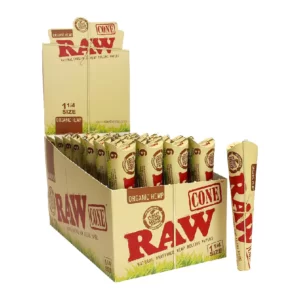 RAW CONES 1.25 6 PACK ORGANIC HEMP 32 PER BOX